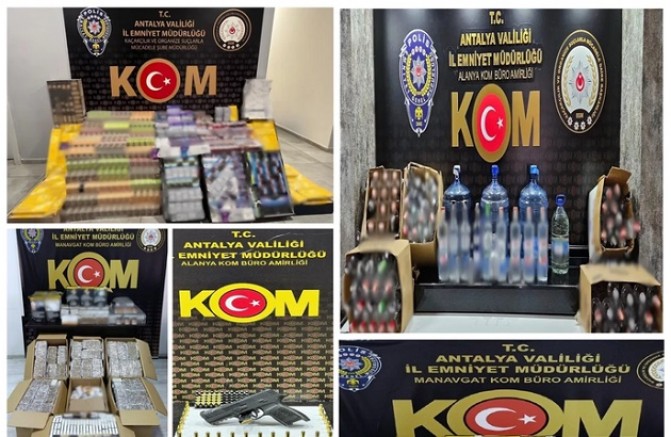 Antalya Emniyet'ten kaçakçılığa ve organize suçlara operasyon 